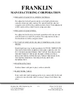 Предварительный просмотр 12 страницы Franklin Manufacturing Corporation 5000 Series Operating Instructions Manual