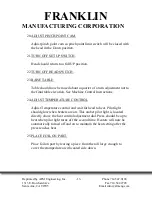 Предварительный просмотр 13 страницы Franklin Manufacturing Corporation 5000 Series Operating Instructions Manual