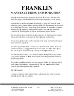 Предварительный просмотр 20 страницы Franklin Manufacturing Corporation 5000 Series Operating Instructions Manual