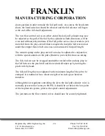 Предварительный просмотр 22 страницы Franklin Manufacturing Corporation 5000 Series Operating Instructions Manual