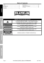 Preview for 2 page of Franklin 58307 Owner'S Manual & Safety Instructions