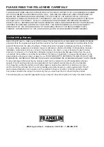 Preview for 4 page of Franklin 58319 Owner'S Manual & Safety Instructions