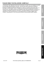 Preview for 9 page of Franklin 63051 Owner'S Manual & Safety Instructions