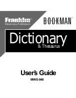 Franklin BOOKMAN MWS-840 User Manual preview