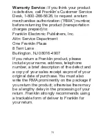 Предварительный просмотр 70 страницы Franklin EST-5114 User Manual