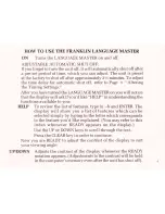 Preview for 5 page of Franklin Language Master LM-2000 User Manual