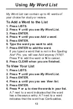 Preview for 14 page of Franklin Spelling Ace Pro & Puzzle Solver SA-309 User Manual