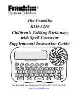 Franklin Talking Children's Dictionary KID-1240 Instruction Manual preview