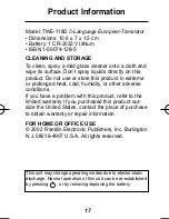 Предварительный просмотр 19 страницы Franklin TWE-118D User Manual