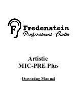 Preview for 1 page of Fredenstein Artistic MicPre Plus Operating Manual