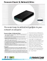 Preview for 1 page of Freecom CLASSIC SL NETWORK HARD DRIVE Specifications