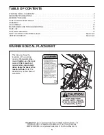 Preview for 2 page of Freemotion F218.0 Owner'S Manual