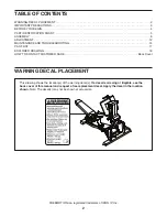 Preview for 2 page of Freemotion F304.0 Owner'S Manual