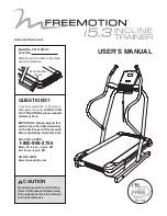 Предварительный просмотр 1 страницы Freemotion i5.3 Incline Trainer User Manual