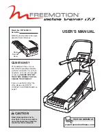 Freemotion incline trainer i7.7 User Manual preview