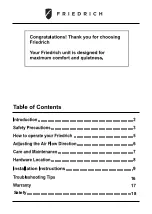 Preview for 2 page of Friedrich Chill CP15 Installation And Operation Manual