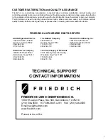 Предварительный просмотр 2 страницы Friedrich MR24C3G Service And Parts Manual