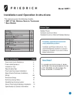 Friedrich WRT1 PTAC Installation And Operation Instructions Manual preview