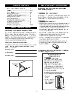 Preview for 2 page of Frigidaire 216770900 Owner'S Manual