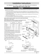 Preview for 1 page of Frigidaire CRA186MT210 Installation Instructions Manual