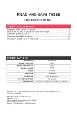 Preview for 2 page of Frigidaire EC400WF Owner'S Manual