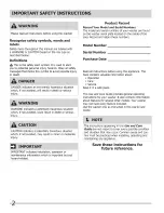 Preview for 2 page of Frigidaire FAFW3921NW0 Use & Care Manual