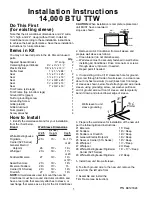 Preview for 1 page of Frigidaire FAH14ER2T - 14,000-BTU Through-the-Wall Air Conditioner Installation Instructions Manual