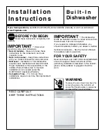 Preview for 1 page of Frigidaire FFBD1821MW Installation Instructions Manual