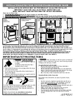 Frigidaire FFEF3011LB Important Safety Instructions Manual preview