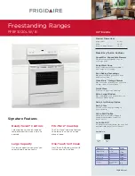 Предварительный просмотр 1 страницы Frigidaire FFEF3020LB Product Specifications