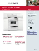 Preview for 1 page of Frigidaire FFGF3011LB Product Specifications