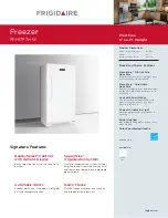 Preview for 1 page of Frigidaire FFH17F7H W Product Specifications