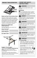 Предварительный просмотр 2 страницы Frigidaire FFRU17G8QW Use & Care Manual