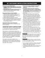 Preview for 2 page of Frigidaire FGGF301DNBA Installation Instructions Manual