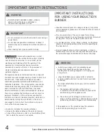 Предварительный просмотр 4 страницы Frigidaire FGIC13P3KS - Portable Induction Cooker Use & Care Manual