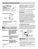 Preview for 2 page of Frigidaire FH30DD50MSA Installation And Use & Care Manual