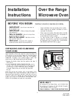 Preview for 1 page of Frigidaire FMV156DB Installation Instructions Manual