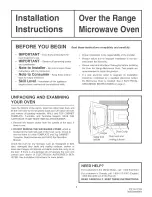 Preview for 1 page of Frigidaire FMV156DBA Installation Instructions Manual