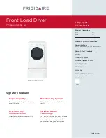 Frigidaire FRQG7000LW Product Specifications предпросмотр