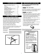 Предварительный просмотр 2 страницы Frigidaire FRU17B2JW0 Owner'S Manual