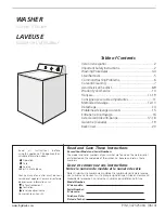 Preview for 1 page of Frigidaire FWS933FS - 9 Cycle Washer Owner'S Manual