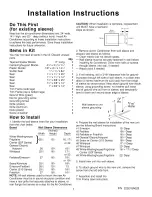 Preview for 1 page of Frigidaire GAH Installation Instructions Manual