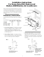 Preview for 1 page of Frigidaire GAM155Q1A - GIBSON 15100BTU 115V 12.5A 10.3 SPD 4 WAY AIR DIRECTION Installation Instructions Manual