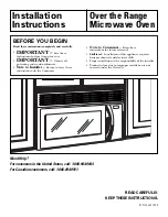 Предварительный просмотр 1 страницы Frigidaire GLMV168C Installation Instructions Manual