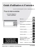 Frigidaire MWV150KB - 1.5 cu. Ft. Microwave (French) Manual D’Utilisation Et D’Entretien preview