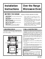 Preview for 1 page of Frigidaire PLMV169DC Installation Instructions