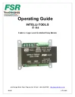 Preview for 1 page of FSR INTELLI-TOOLS IT- R4 Operating Manual