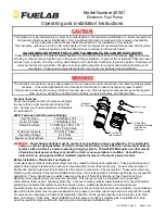 Preview for 1 page of Fuelab 40501 Operating And Installation Instructions