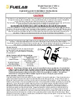 Preview for 1 page of Fuelab 41404-c Operating And Installation Instructions