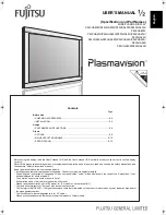 Fujitsu plasmavision User Manual preview